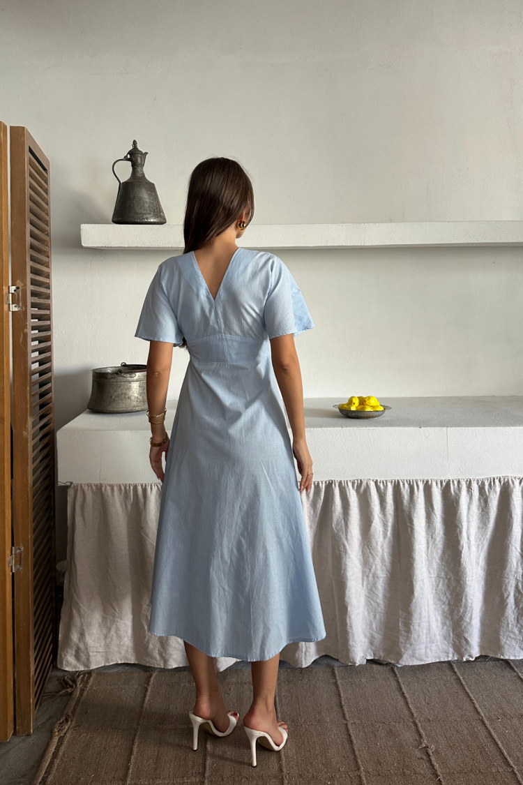 Fit And Flare Dress With Butterfly Sleeves