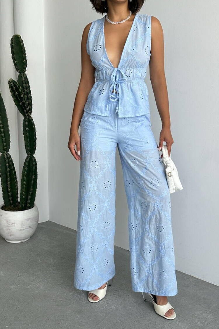 Palazzo Pants With Wide Leg And Drawstring