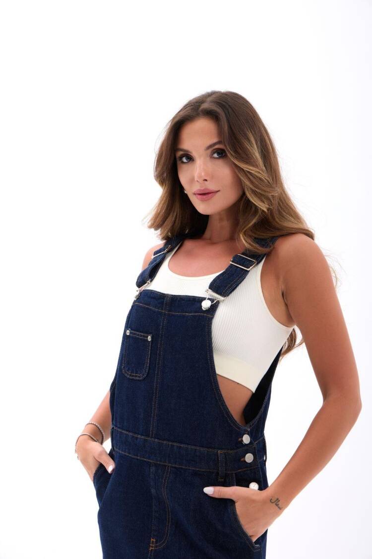 Blue Casual Sleeveless Mini Jumper Dress