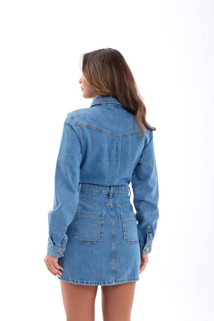 Blue Casual Streetwear Sexy Shirt Dress