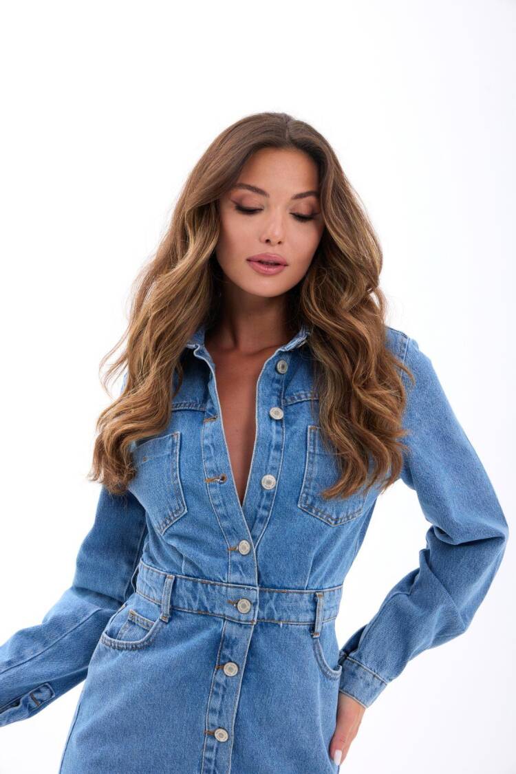Blue Casual Streetwear Sexy Shirt Dress