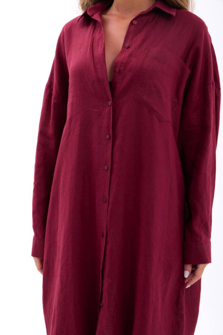 Shirt Dress With Notched Neck