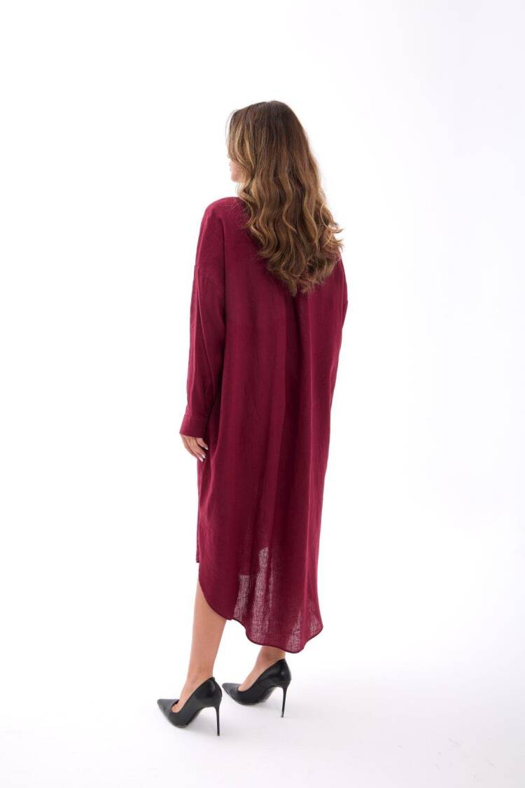 Shirt Dress With Notched Neck