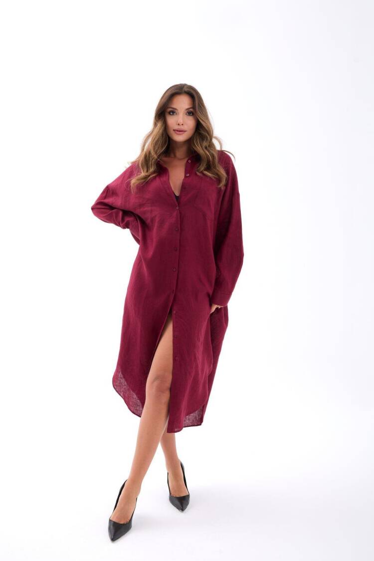 Shirt Dress With Notched Neck - Brand: Fame - Women's Clothing Wholesale - Globality Store