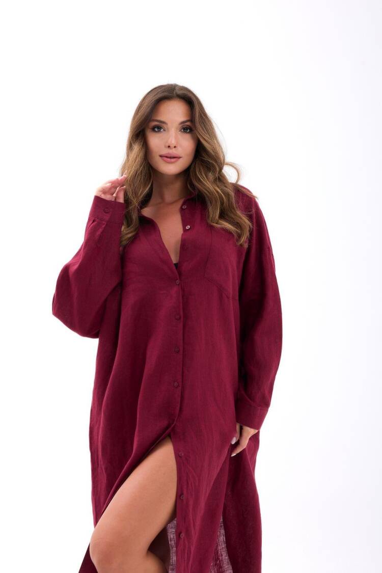 Shirt Dress With Notched Neck