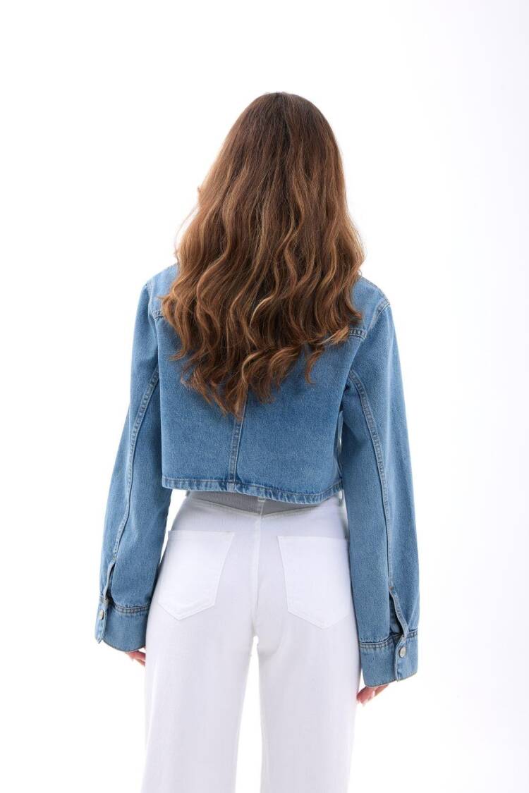 Blue Denim Jacket - Oversized Trucker Crop