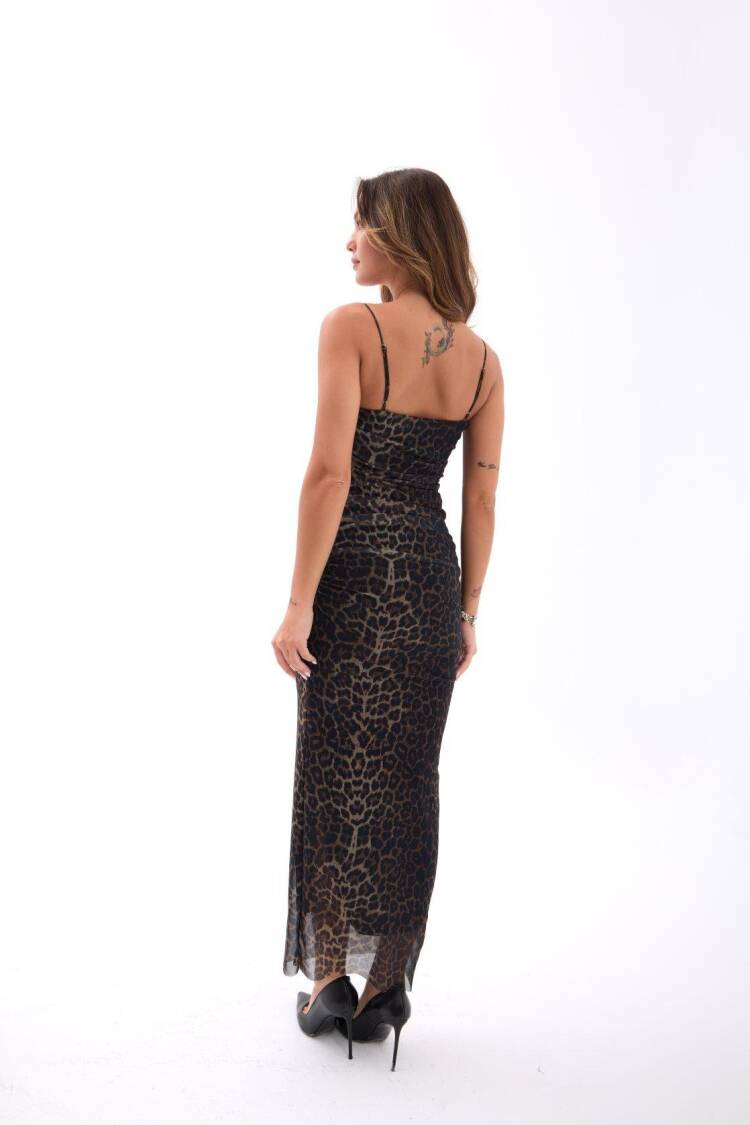 Brown Sexy Elegant Glam Formal Leopard Print Slip Dress