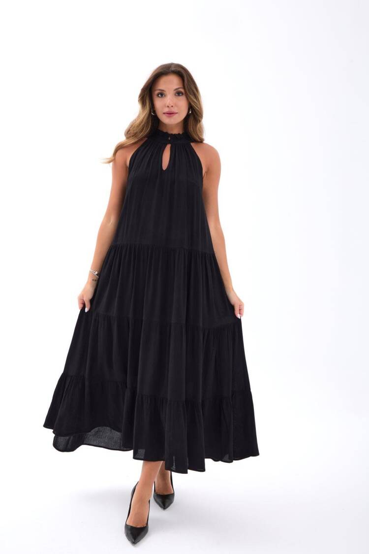 Elegant Sleeveless Babydoll Maxi Dress - Brand: Fame - Women's Clothing Wholesale - Globality Store