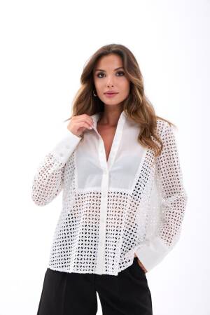 White Elegant Formal Casual Shirt - Brand: Fame - Women's Clothing Wholesale - Globality Store