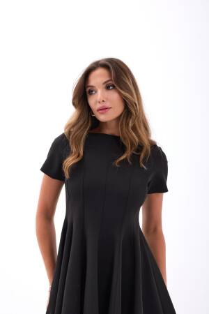 Black Skater Mini Dress With Short Sleeves - Brand: Fame - Women's Clothing Wholesale - Globality Store