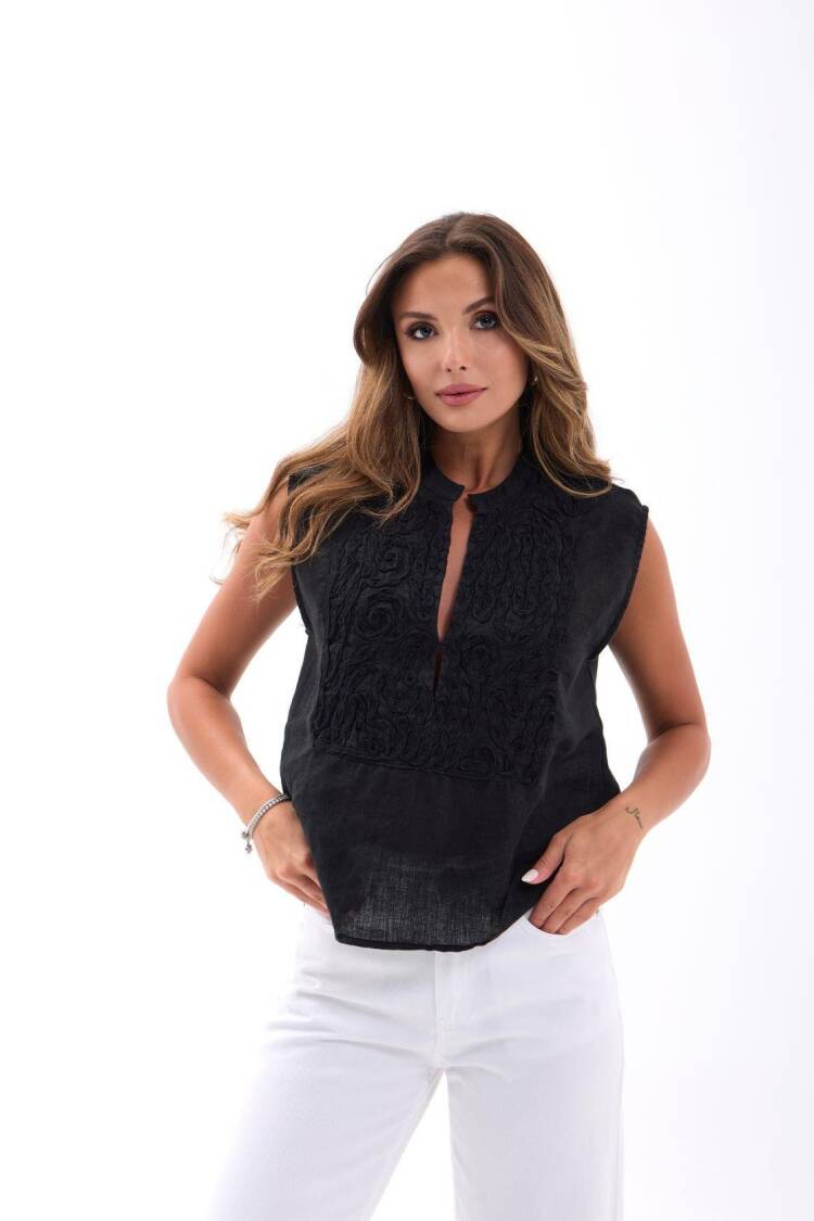 Black Ethnic Casual Elegant Shirt
