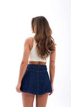 Blue Flared Mini Skirt With Buttoned Closure - Brand: Fame - Women's Clothing Wholesale - Globality Store