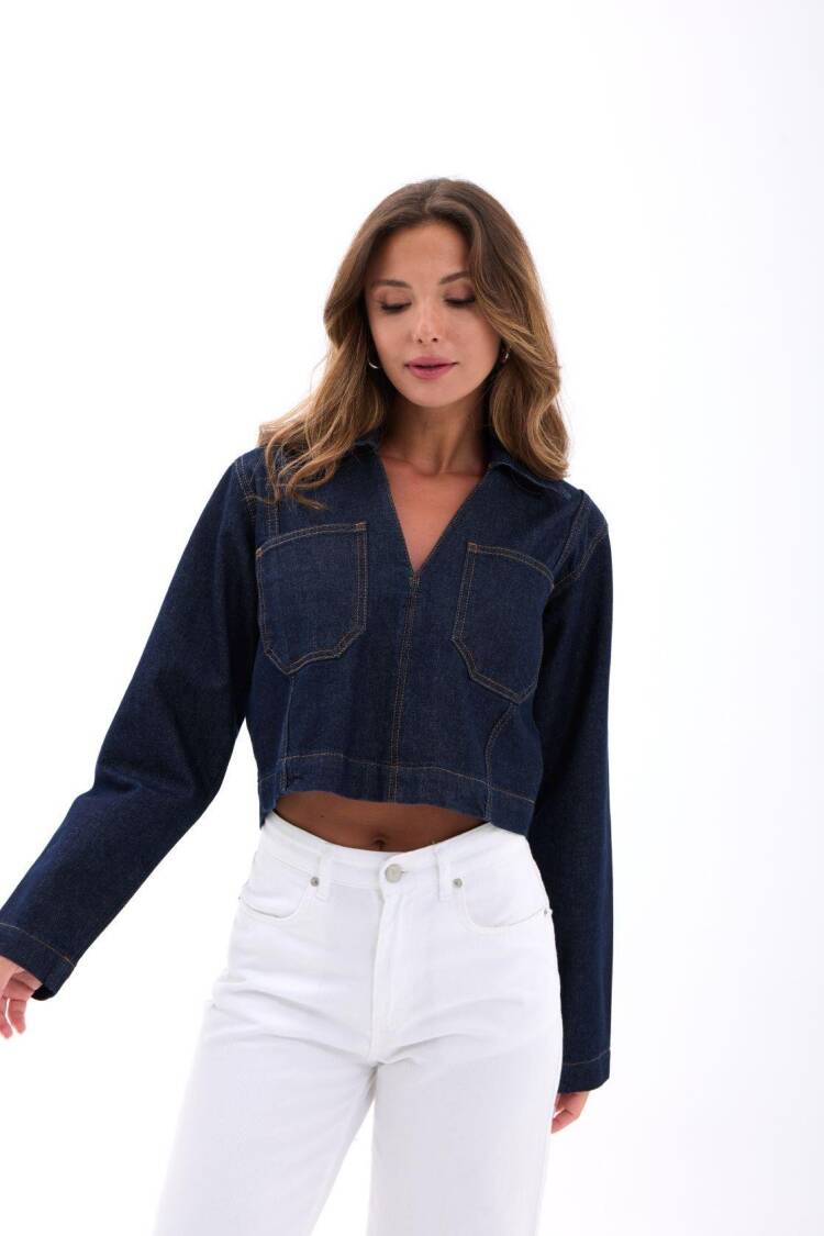 Navy Blue Casual Vintage Retro Shirt