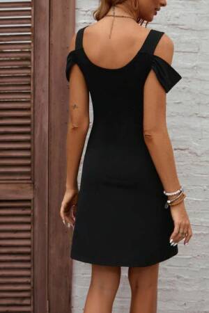 Black V-Neck Sleeveless Split Sleeve Shift Dress - Brand: Janes - Women's Clothing Wholesale - Globality Store