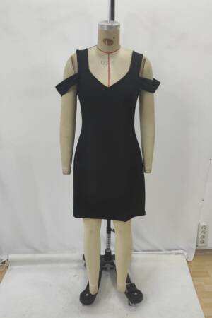 Black V-Neck Sleeveless Split Sleeve Shift Dress - Brand: Janes - Women's Clothing Wholesale - Globality Store