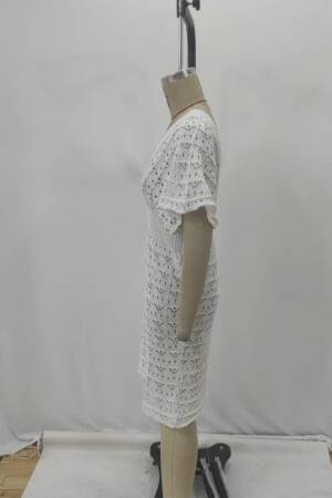 White Fit And Flare Dress With Plunging Neck - Brand: Janes - Women's Clothing Wholesale - Globality Store