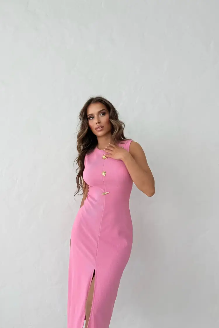 Pink Sheath Dress With Cap Sleeves