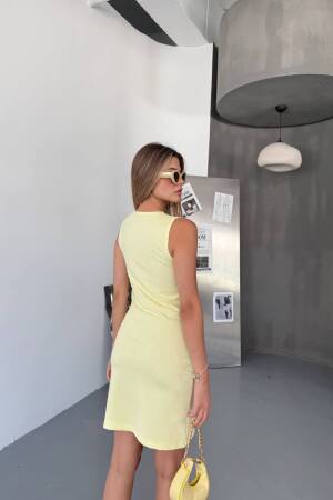 Yellow Sheath Dress With Cap Sleeves - Brand: Ezgi Nisantasi - Women's Clothing Wholesale - Globality Store