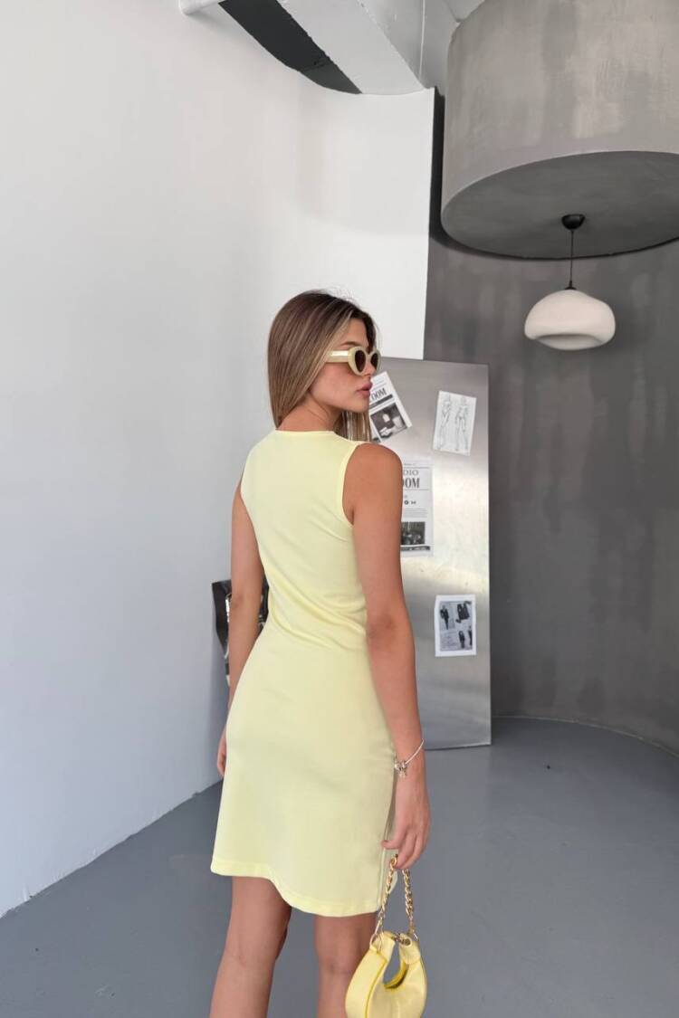 Yellow Sheath Dress With Cap Sleeves