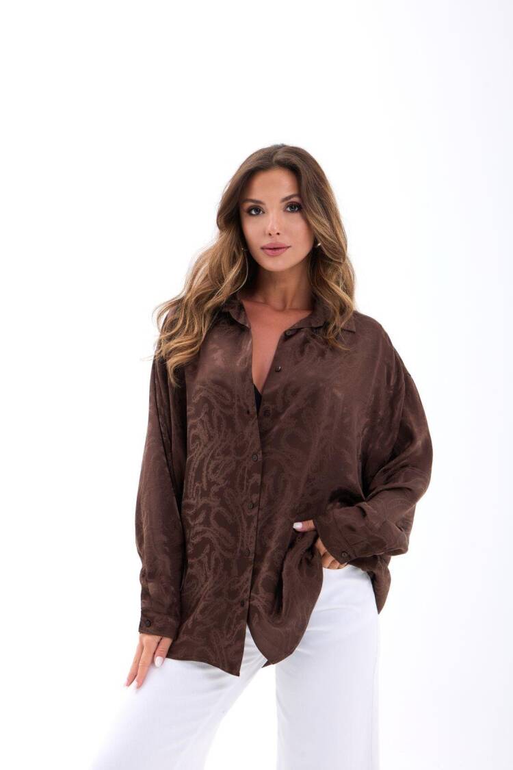 Paisley Oversized Fit Long Sleeve Shirt - Brand: Fame - Women's Clothing Wholesale - Globality Store