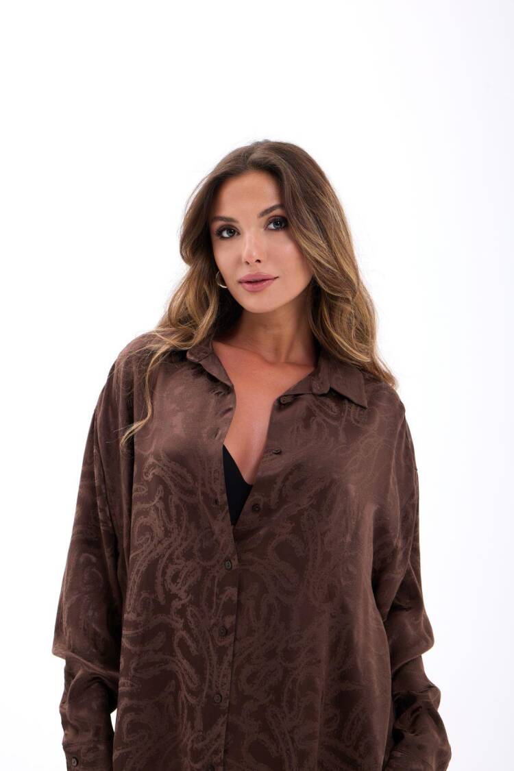 Paisley Oversized Fit Long Sleeve Shirt