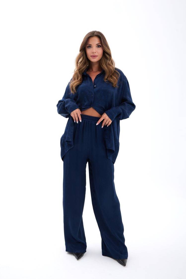 NavySet With Floral Palazzo Pants - Brand: Fame - Women's Clothing Wholesale - Globality Store