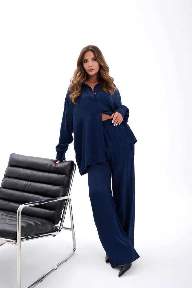 NavySet With Floral Palazzo Pants