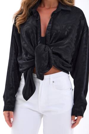 Oversized Paisley Shirt With Tie Closure - Brand: Fame - Women's Clothing Wholesale - Globality Store