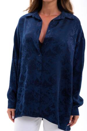 NavyOversized Casual Elegant Shirt - Brand: Fame - Women's Clothing Wholesale - Globality Store