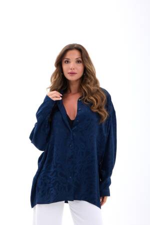 NavyOversized Shawl Collar Shirt - Brand: Fame - Women's Clothing Wholesale - Globality Store