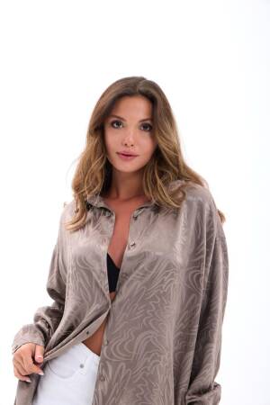 Beige Marble Casual Elegant Shirt - Brand: Fame - Women's Clothing Wholesale - Globality Store