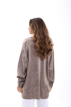 Beige Marble Casual Elegant Shirt - Brand: Fame - Women's Clothing Wholesale - Globality Store