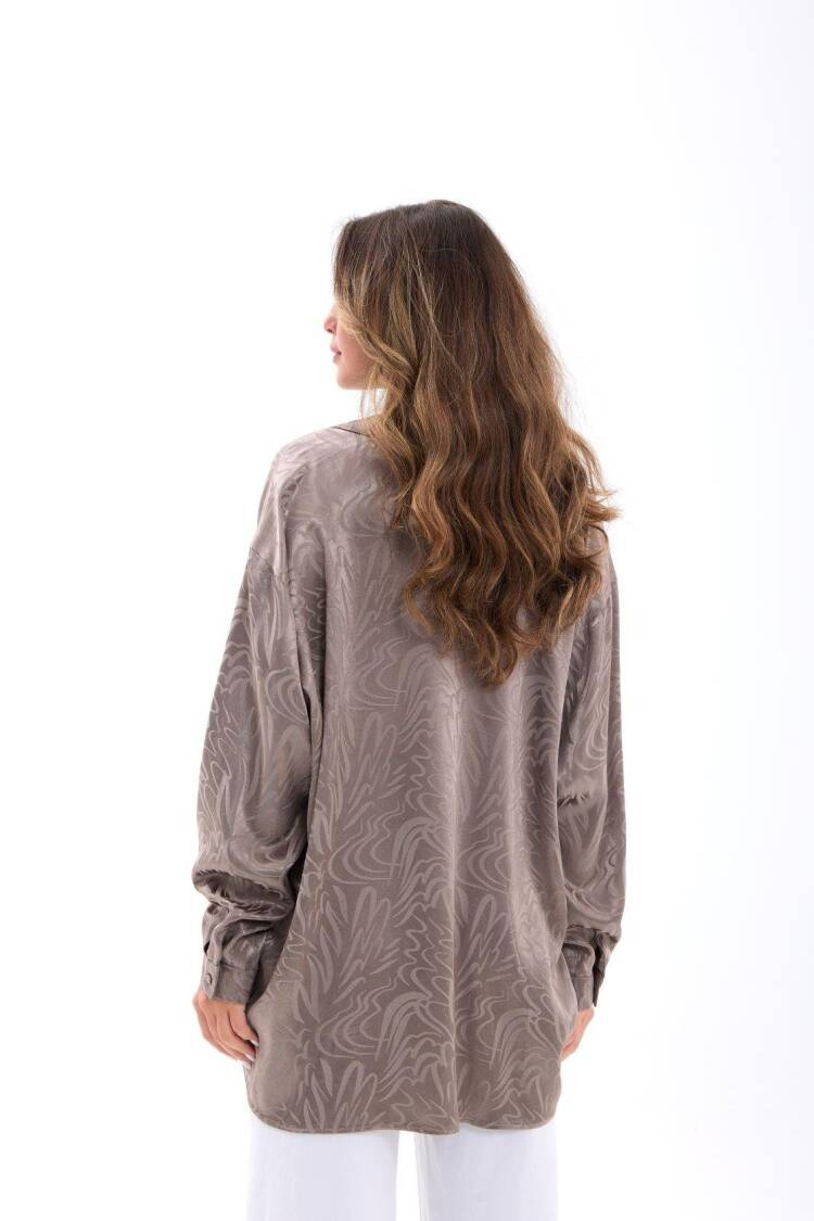 Beige Marble Casual Elegant Shirt