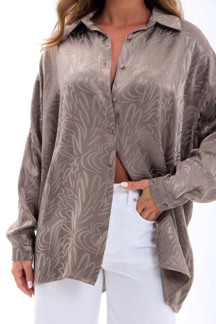 Beige Marble Casual Elegant Shirt