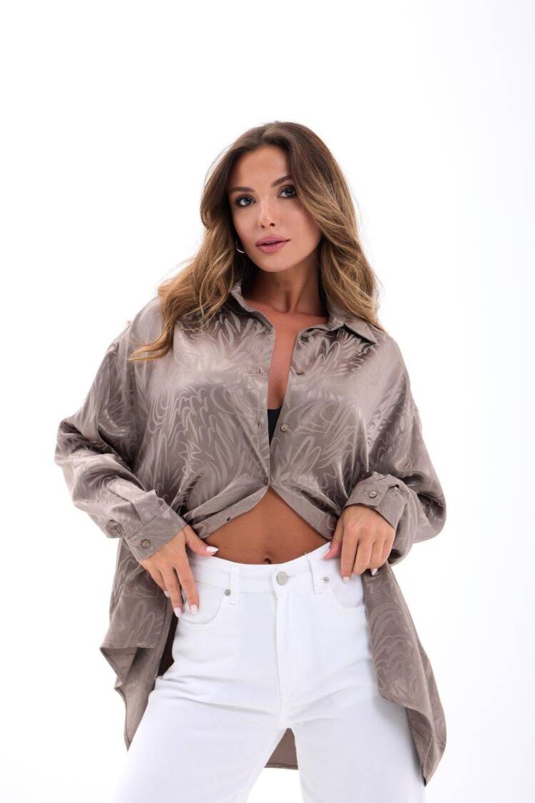 Beige Marble Casual Elegant Shirt