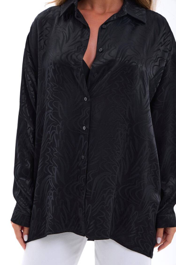 Elegant Animal Print Oversized Shirt