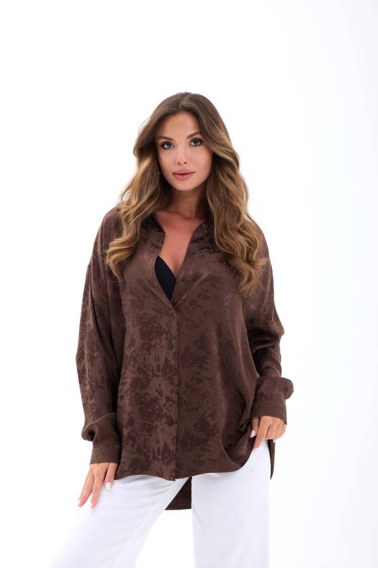 Marble Oversized Casual Shirt - Brand: Fame - Women's Clothing Wholesale - Globality Store