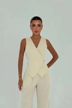 Elegant Beige Suit For Work And Evening - Brand: EYYO ATELIER - Women's Clothing Wholesale - Globality Store
