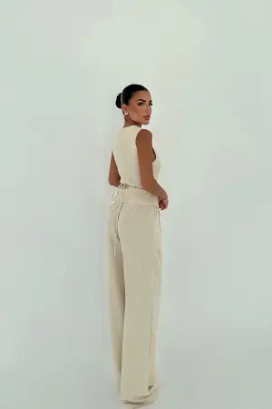Elegant Beige Suit For Work And Evening - Brand: EYYO ATELIER - Women's Clothing Wholesale - Globality Store