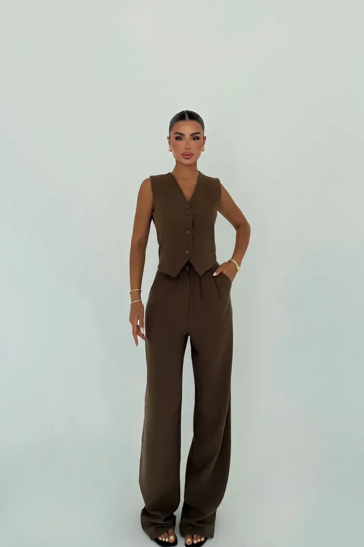 Formal Elegant Suit With Wide Leg Palazzo Pants - Brand: EYYO ATELIER - Women's Clothing Wholesale - Globality Store