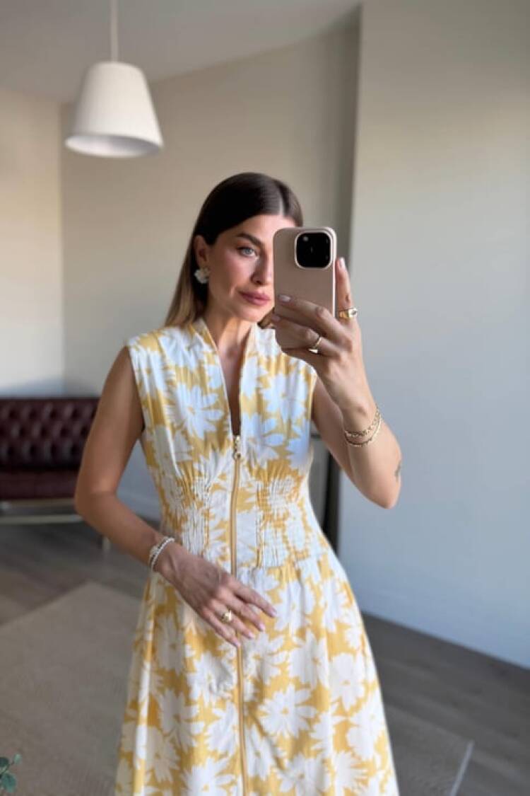 A-Line V-Neck Sleeveless Midi Dress