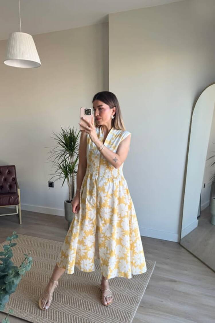 A-Line V-Neck Sleeveless Midi Dress