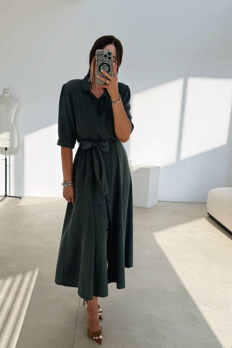 Black Wrap Dress With Puff Sleeves