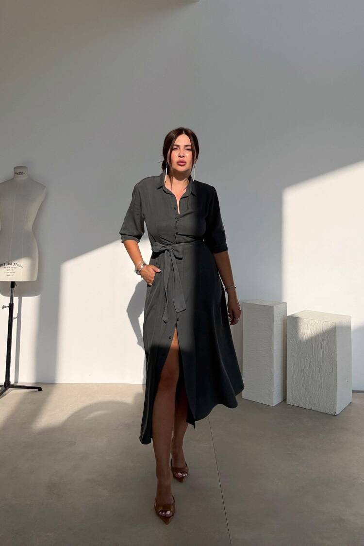 Black Wrap Dress With Puff Sleeves