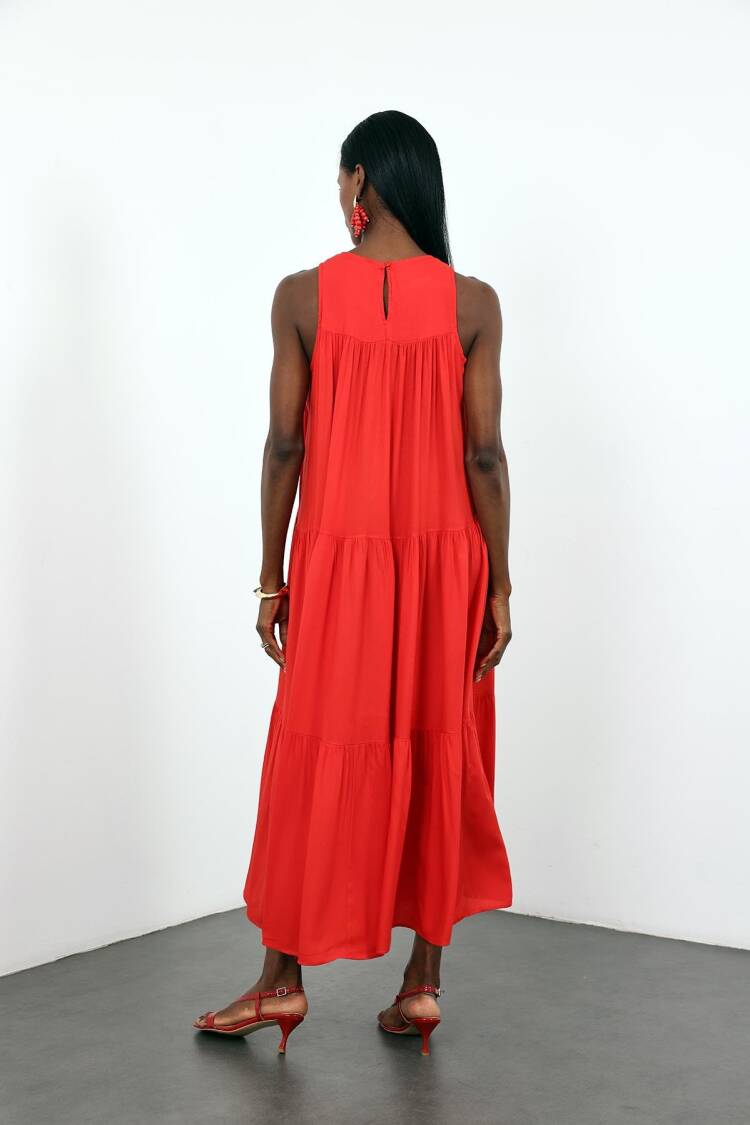 Red A-Line Sleeveless Maxi Dress