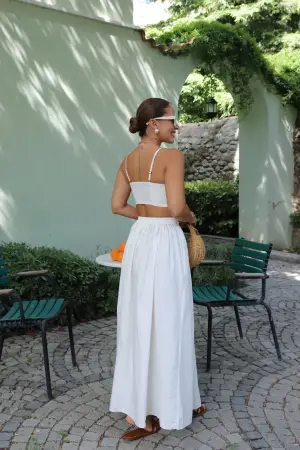 White Flared Maxi Skirt With High Waist - Brand: Cream Rouge - Women's Clothing Wholesale - Globality Store