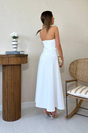 White Elegant Sleeveless V-Neck Maxi Slip Dress With Cap Sleeve - Brand: Elisa - Women's Clothing Wholesale - Globality Store