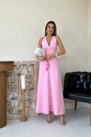 Elegant Sleeveless Slip Dress With Halter Neck - Brand: Elisa - Women's Clothing Wholesale - Globality Store