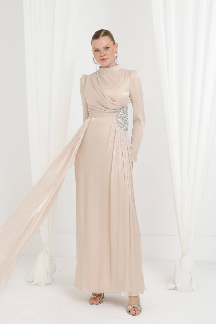 Wrap Dress With Sequined High Neck For Formal Events - Brand: Puane - Women's Clothing Wholesale - Globality Store