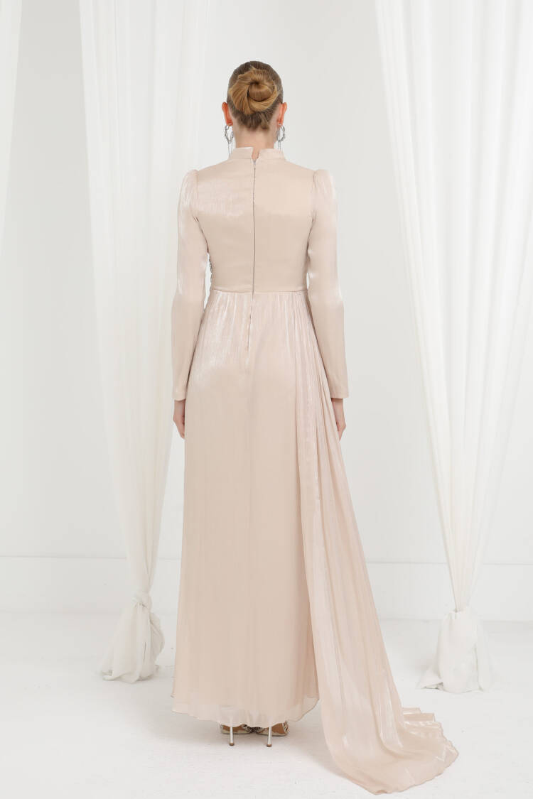Wrap Dress With Sequined High Neck For Formal Events